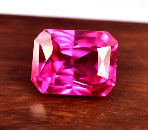 Flawless 12.55Ct Natural Mogok Pink Ruby Certified Unheated Emerald cut Gemstone - Picture 1 of 9
