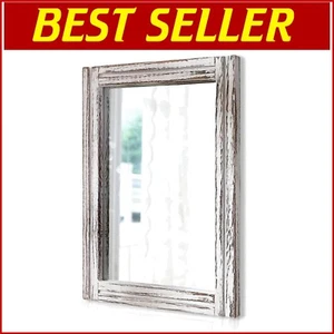 Sturdy Rustic Rectangle Wall Mirror 26"x18" - Easy Installation & Gorgeous Style - Picture 1 of 9