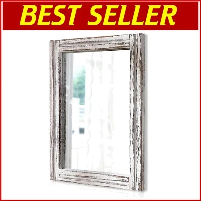 Sturdy Rustic Rectangle Wall Mirror 26"x18" - Easy Installation & Gorgeous Style - Image 1 of 4