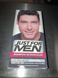 Just For Men Shampoo-In Color, Gray Hair Coloring for Men, Darkest Brown, H-50