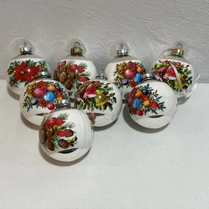 SET OF 8 GLASS CHRISTMAS ORNAMENTS MADE IN THE USA w/CHRISTMAS WRAP - Picture 1 of 13