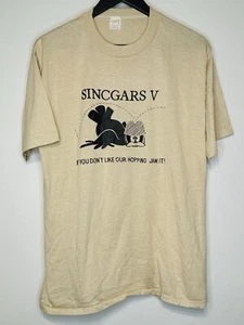 Vintage 80s Military Sincgars V Don’t Like Our Hopping Jam It T Shirt XL Beige - Picture 1 of 10