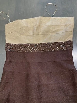 $890 Carmen Marc Valvo кристалл инкрустированный дизайнерские ремни повязка платье Sz S XS - Изображение 1 из 4