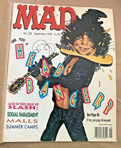 MAD Magazine #330 Sept 94 ~ SLASH ~ Headbanger Rock ~ W/ Shipping Wrapper - Picture 1 of 5