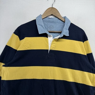 Camisa de Rugby St Johns Bay Para Hombre XL Amarillo Azul Bloques de Color Michigan Cuello Denim Foto 1 de 4