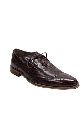 Zapatos de vestir Oxford de cuero con punta en punta borgoña talla 9,5 de la colección M&S para hombre Foto 1 de 4
