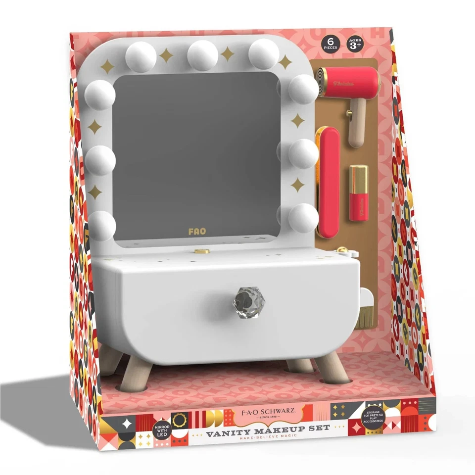 FAO Schwarz Vanity Mirror Set Spark Creativity with LED-Lit Makeup