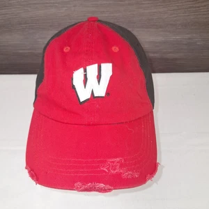 Wisconsin Badgers Red Distressed Adjustable Hat Cap Motion W Logo - Picture 1 of 9