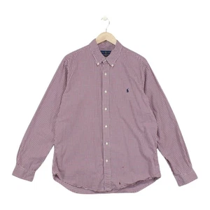 Ralph Lauren Camicia Slim Fit Uomo Taglia XL Rosso Gingham Check Elasticizzata - Foto 1 di 14