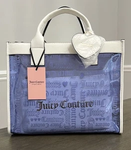 Juicy Couture Women's Bag Purse Heart Dazzling Blue/White Beachin Large Tote NWT - Picture 1 of 8