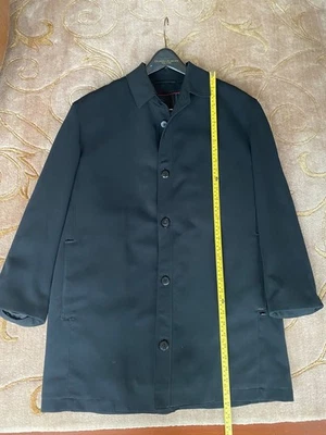 Men's SANYO Small 40 Short Black Trench, Lined, Tailored, IDT, Like Paul Stuart - Image 1 of 4