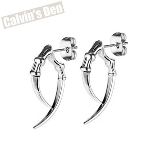 Orecchini Artiglio Scheletro Acciaio Inox Punk Gotico Cool Uomo Donna - Foto 1 di 8