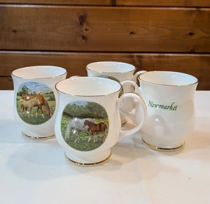 Vintage Kaffeebecher Set / 4 Stuten & Fohlen von Royal Crown Duchy - 80er Jahre - Bild 1 von 8