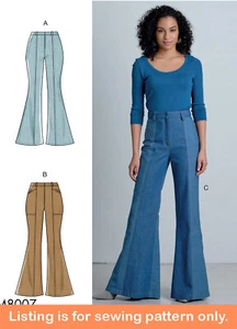 PATRÓN DE COSTURA Coser Mujer Ropa Campana Pantalones Pantalones Jeans Acampanados Años 70 8007 - Imagen 1 de 3