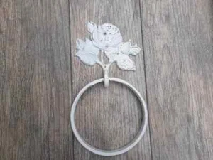 Rose Hand Towel Bath Ring Bathroom Hanger Holder Shabby Chic White Victorian NEW - Picture 1 of 4