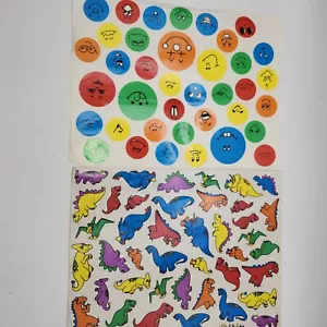 Lot of 2 NEW Vintage Highlights Smiley Face sticker sheet stickers dinosaurs - Picture 1 of 7