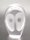 Vtg 60'S Mcm Royal Krona Sweden Hand Blown Lead Crystal Owl Paperweight Signed