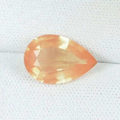 3.11 ct RARE GLOW LIGHT ORANGE LUSTROUS NATURAL ANDESINE Pear  See Vdo 6419 FL - Image 1 of 2