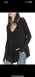 WE THE FREE PEOPLE BURGUNDY Thermal Waffle Knit Oversized Thumbhole Sweater XS - Picture 1 of 4