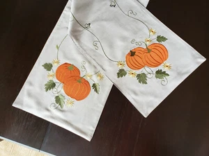 Thanksgiving Embroidered Table Runner Fall Pumpkin Design 71" L x 13"W - Picture 1 of 7