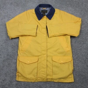 Vintage Eddie Bauer Jacket Mens Medium Yellow Rain Coat Snap Collared Outdoor - Picture 1 of 14