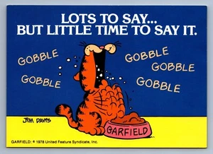 Postcard Vtg Artist Signed Garfield Jim Davis Lots To Say Little Time To Say 4x6 - Picture 1 of 2