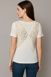 ZARA WHITE SHORT BATWING SLEEVE LACE BACK ROUND NECK BLOUSE SIZE L - Bild 1 von 9