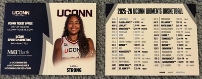 2025-26 UNIVERSITY OF CONNECTICUT UCONN HUSKIES WOMENS BBALL SCHED  SARAH STRONG - Image 1 of 3