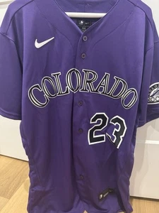 FANATICS Kris Bryant Autographed Rockies Jersey NIKE Auth Purple Sz 44 - Picture 1 of 3