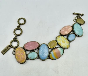 Vintage JILZARAH Handmade Clay Bead PINK SALT COBBLESTONE TOGGLE Bracelet - Picture 1 of 5