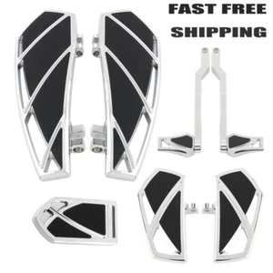 Foot Pegs Floorboards Brake Pad Shifter Lever For Harley Road King Street Glide - Foto 1 di 10