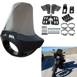 Máscara de carenado de faros de humo de 5,75" con parabrisas de 17"" para horquillas Harley de 35-49 mm - Imagen 1 de 6