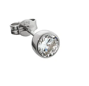 Single Ohrstecker Silber 925er Rhodiniert 5,5mm Zirkon Damen Herren Kinder 1997 - Imagen 1 de 1