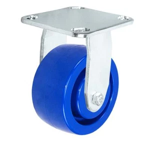 CasterHQ- 4 "x 2" Acero inoxidable rígido ruedas fijas - azul Rueda de polietileno sólida - Imagen 1 de 2
