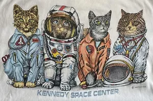 Vintage 1990 Cat T Shirt Kennedy Space Center Double Sided Graphics One Size - Picture 1 of 9