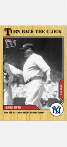 2020 TOPPS NOW TURN BACK THE CLOCK CARD NEW YORK YANKEES BABE RUTH #98 - Picture 1 of 2