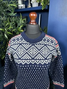 Womens Dale of Norway Sweater Jumper Pullover Small Uk 8 100% Wool Vintage Blue - Picture 1 of 4