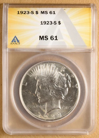 1923 S Peace Silver Dollar ANACS MS61 Cover