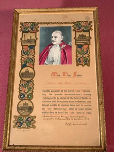 Papa Juan XX111 CATÓLICO APOSTÓLICO PAPAL BENDICIÓN con Sello y Firma 11/6/58 - Imagen 1 de 6