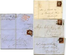 GB 1843-53 IMPERFORATE PENNY REDS 4 COVERS LETTERS to SCOTLAND 