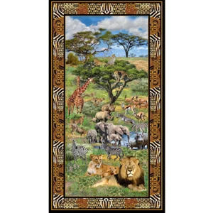 Patchwork Quilting Sewing Fabric Serengeti Plains Panel 62x110cm - Picture 1 of 4