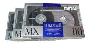 3 Pack Maxell MX 110 Metal IEC Type IV 110 Min. Blank Audio Cassette Tape Sealed - Picture 1 of 1
