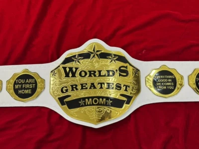 Cinturones de campeonato World Greatest Mom Gift 2 mm latón adulto tamaño blanco Foto 1 de 4