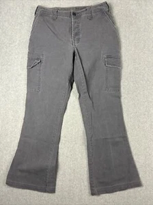 Vintage Abercrombie And Fitch Pants Womens 8 Gray Cargo Y2K Flare Organic Cotton - Picture 1 of 11