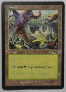 MAGIC THE GATHERING MTG 1998 URZA'S SAGA GREEN FOREST LAND CARD B - Picture 1 of 2