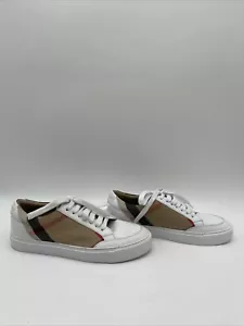Burberry Women's Salmond Vintage Check Low Top Sneakers Beige/White Size 35 - Picture 1 of 5