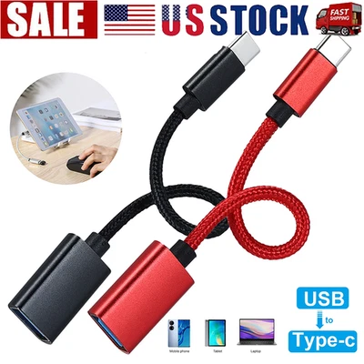 USB-C Type C Male to USB 3.0 Type A Female OTG Adapter Converter Cable Cord 3in