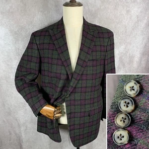 Samuelsohn Blazet Jacket Men 44R Windowpane Tweed Green Wool SB Gable - Picture 1 of 17