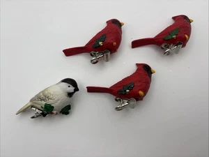 Russ Berrie Cardinal Chickadee Winter Woodland Collection Porcelain Ornament Lot - Picture 1 of 9
