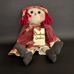 Primitive Raggedy Ann "Christmas Caroles" fatto a mano 15" 2007 firmato Patti Sariga - Foto 1 di 6